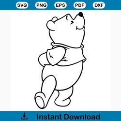 Winnie the pooh svg free, disney svg, cartoon svg, instant download, silhouette cameo, bear svg, outline svg, free disne