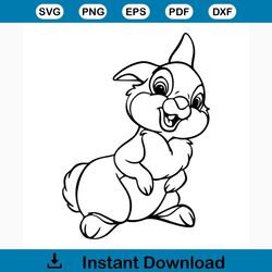 Thumper svg free, bambi svg, cartoon svg, instant download, shirt design, outline svg, disney svg, rabbit svg, free vect