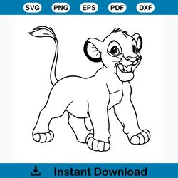 Simba svg free, disney svg, the lion king svg, instant download, outline svg, silhouette cameo, cartoon svg, free vector