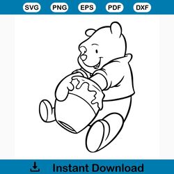 Winnie the pooh svg free, best disney svg files, cartoon svg, instant download, silhouette cameo, bear svg, outline svg,