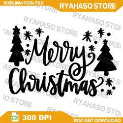 merry christmas png, christmas tree png, black word png, xmas, merry christmas, design, instant download