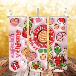 3d inflated pink grinch christmas png, coffee grinch png, pink christmas 20 oz skinny tumbler wrap, christmas movies png