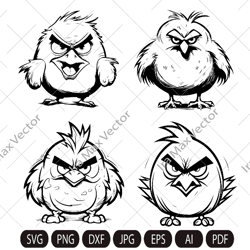 Cartoon Birds SVG Bundle,Angry birds svg, Bird Silhouette, Angry birds cut files, kids birds svg, Birds children svg, Ch