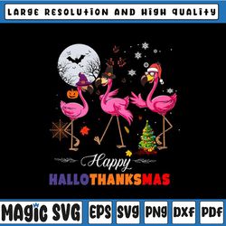flamingo happy hallothanksmas svg, funny halloween thanksgiving svg, thanksgiving png, digital download