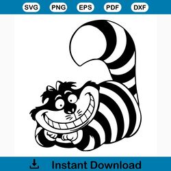 Cheshire cat svg free, alice in wonderland svg, cartoon svg, instant download, silhouette cameo, shirt design, cat svg,