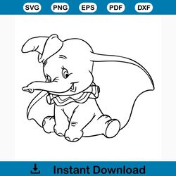 Dumbo svg free, best disney svg files, cartoon svg, instant download, silhouette cameo, elephant svg, outline svg, shirt
