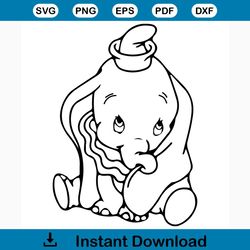 Dumbo svg free, disney svg, cartoon svg, instant download, silhouette cameo, elephant svg, outline svg, free vector file