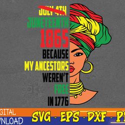 afro women juneteenth day, african american svg, my ancestors weren't free in 1776 july 4th black african american pride