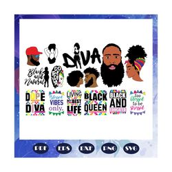 15x afro woman and man bundle svg, black woman svg, afro queen svg, diva svg, black girl svg, black queen svg, dope diva