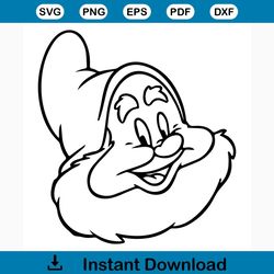 Happy svg free, dwarf svg, free disney character svg files, instant download, cartoon svg, outline svg, snow white svg,