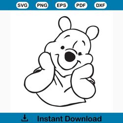 Winnie the pooh svg free, disney svg, cartoon svg, instant download, silhouette cameo, bear winnie svg, outline svg, shi
