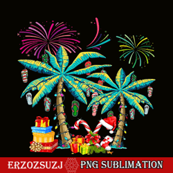 decorated christmas png, christmas palm tree tropical png, xmas coconut lights png