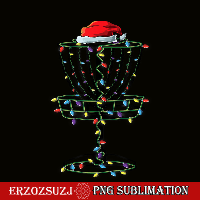 CRS171023128-Disc Golf Basket Santa PNG, Disc Golf Frisbee PNG, Golfer Xmas Gift PNG.png