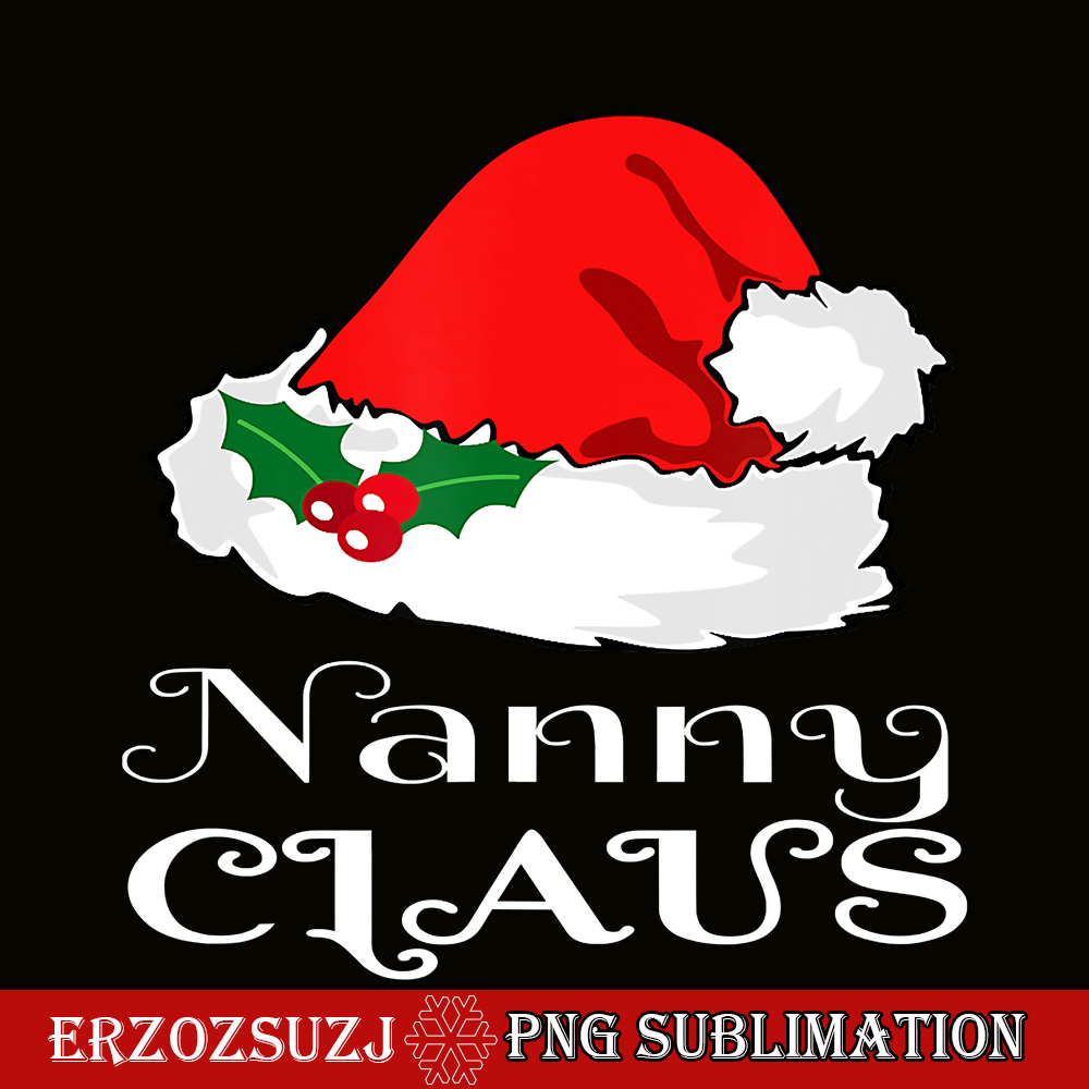 CRS17102320-Christmas Nanny Claus PNG, Matching Pajama PNG, Santa Hat X-mas PNG.png