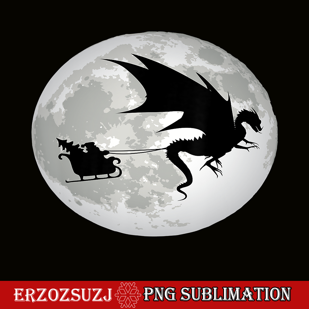 CRS17102325-Christmas Santa Claus PNG, Flying Past The Moon With Dragon PNG, Santa Claus PNG.png