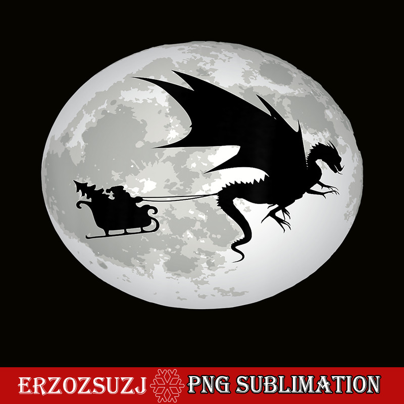 CRS17102325-Christmas Santa Claus PNG, Flying Past The Moon With Dragon PNG, Santa Claus PNG.png