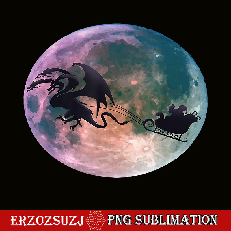 CRS17102326-Christmas PNG, Santa Claus Flying Past the Moon With Dragon PNG, X-mas PNG.png