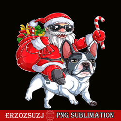 christmas png, santa claus riding french bulldog png, xmas boys dog png