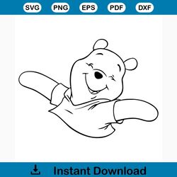 Winnie the pooh svg free, disney svg, cartoon svg, instant download, silhouette cameo, shirt design, outline svg, free v