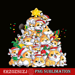 corgi christmas tree dog santa png, merry corgmas png, xmas gifts png