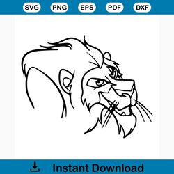 Scar svg free, cartoon svg, lion king svg, instant download, shirt design, free vector files, outline svg, free disney c