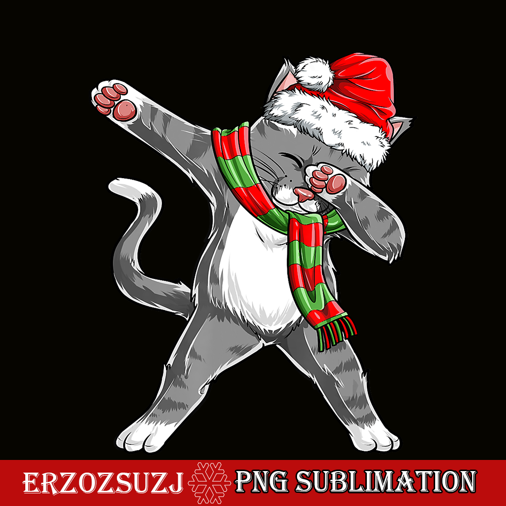CRS17102374-Dabbing Cat Santa PNG, Christmas Gift Kids Boys Girls PNG, Catmas Xmas PNG.png