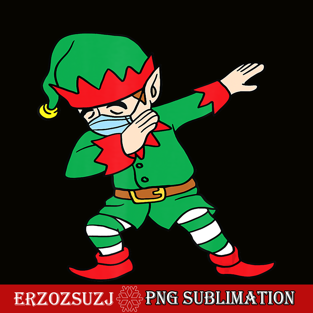 CRS17102376-Dabbing Elf PNG, Christmas Elf PNG, Santa Xmas Dab Elf Face Mask PNG.png