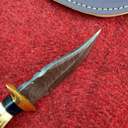 stag antler handmade cowboy hunting knife 6" forged damascus steel fixed blade