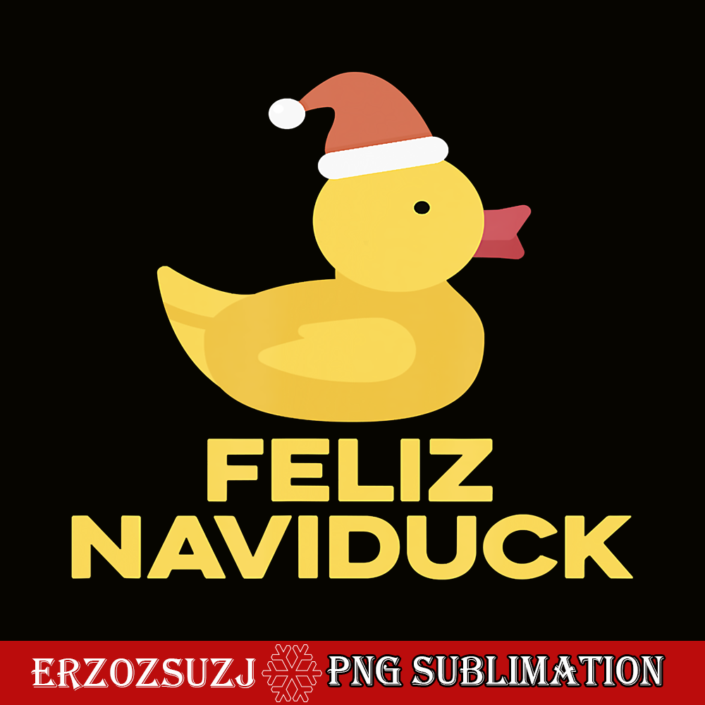 CRS20102308-Feliz Naviduck PNG, Duck With Santa Hat PNG, Xmas Holiday Pun PNG.png