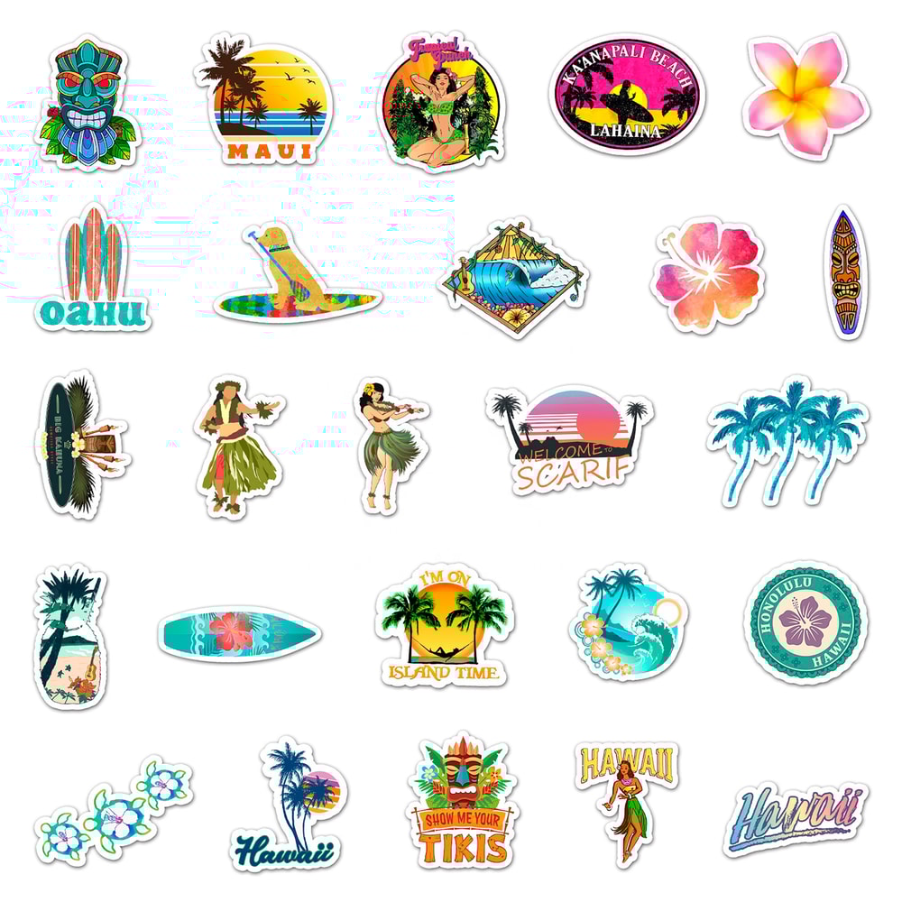 HawaiiBeachSummerStickersTravelSurfingHolidayStickersLaptopLuggageStickersStickerPack8