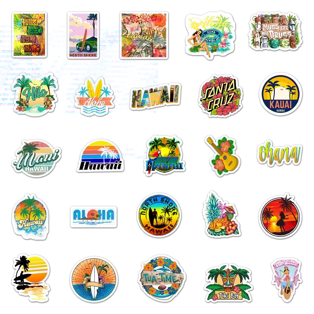 HawaiiBeachSummerStickersTravelSurfingHolidayStickersLaptopLuggageStickersStickerPack9
