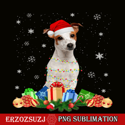 jack russell terrier dog png, christmas lights png, santa xmas png