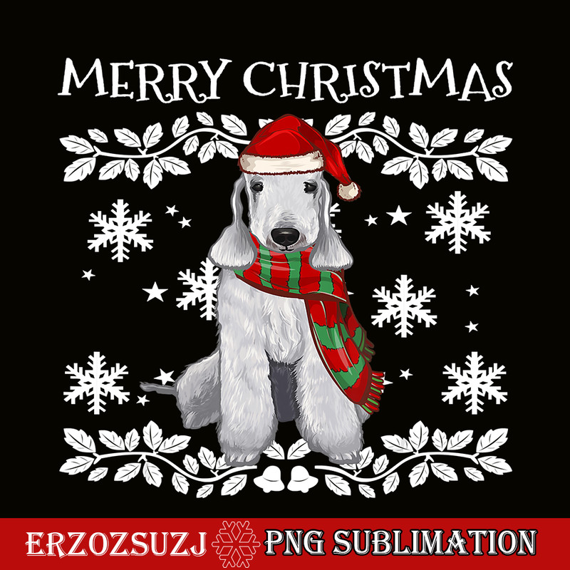 CRS201023136-Merry Christmas PNG, Ornament Bedlington Terrier Xmas PNG, Santa Claus PNG.png