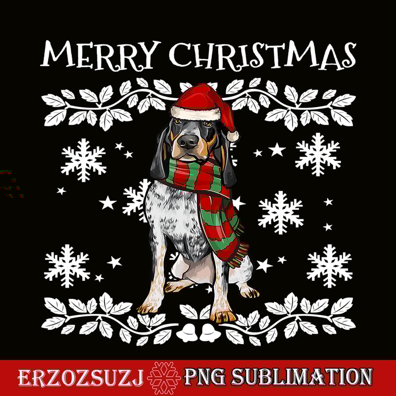 CRS201023139-Merry Christmas PNG, Ornament Bluetick Coonhound Xmas PNG, Chrsitmas Snowflakes PNG.png