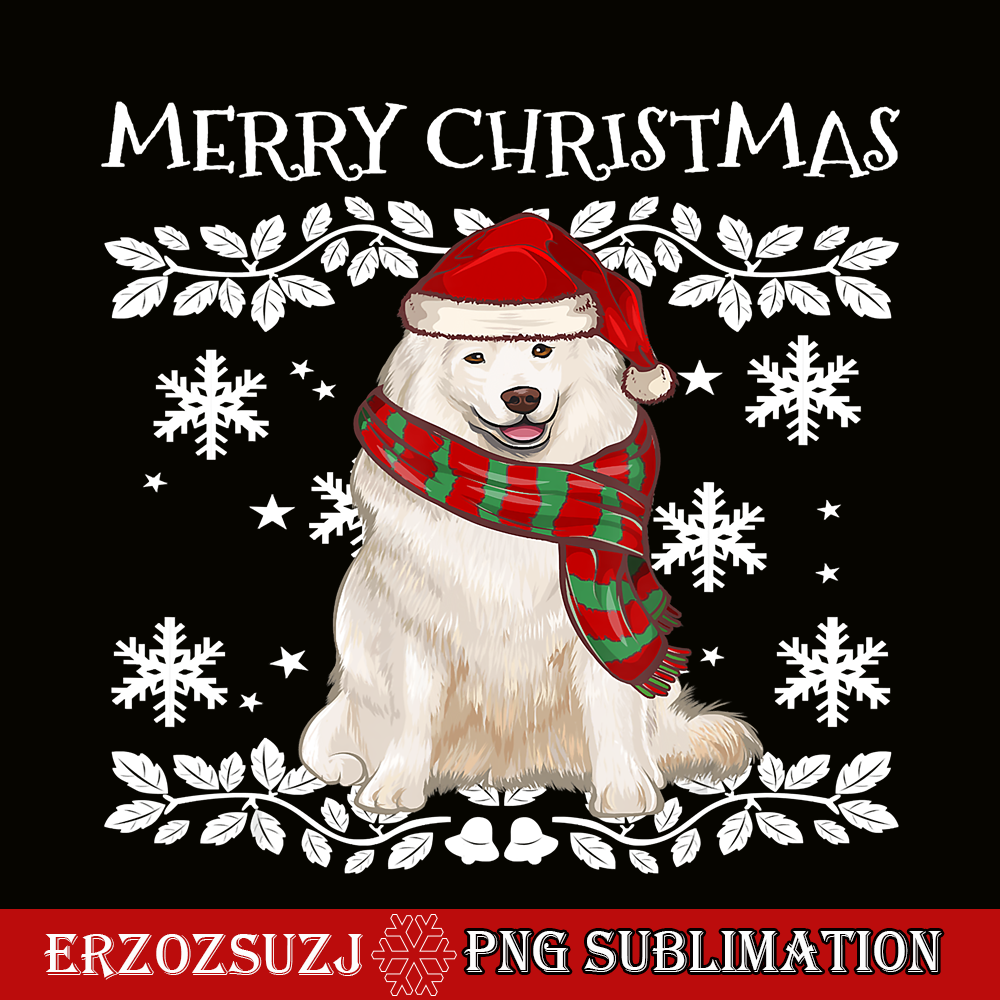 CRS201023148-Merry Christmas PNG, Ornament Samoyed Xmas PNG, Santa Claus PNG.png