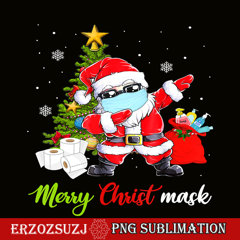 CRS20102338-Funny Merry Christ-mask PNG, Santa Dabbing Wearing Mask PNG, Safe Christmas PNG.png