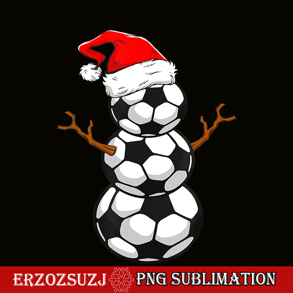 CRS20102361-Funny Xmas Christmas Holiday PNG, Santa Snowman Ball PNG, Christmas Gifts Soccer PNG.png