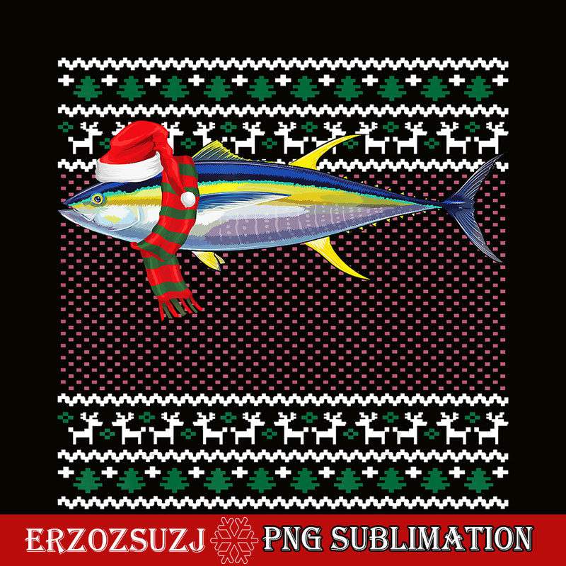 CRS20102364-Funny Xmas Santa Hat PNG, Yellowfin Tuna Ugly Christmas PNG, Christmas Season PNG.png