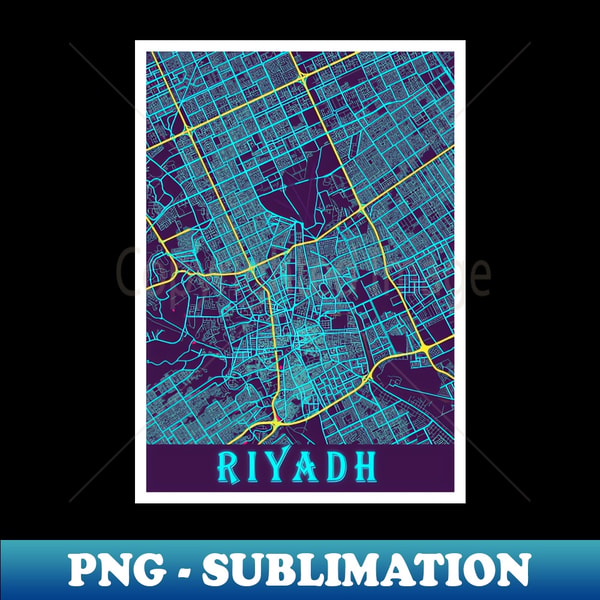 High Quality Map Riyadh Riyadh Neon City Map Riyadh Minimalist City Map Art Print - | Inspire ...
