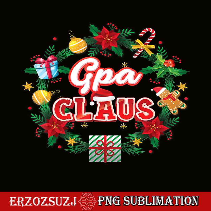 CRS20102378-Gpa Claus Christmas PNG, Santa Laurel Wreath Mistletoe PNG, Merry Xmas PNG.png