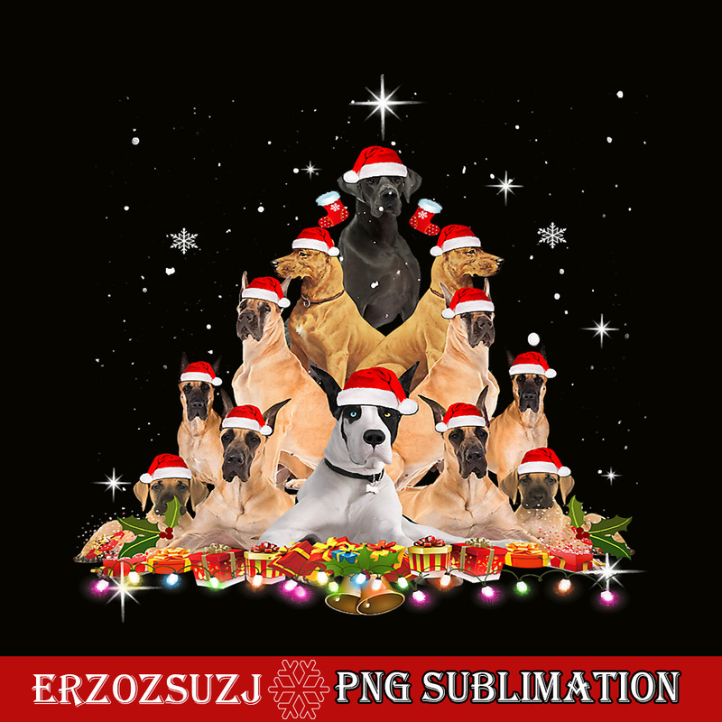 CRS20102384-Great Dane Christmas Tree Dog Santa PNG, Xmas Funny Pajamas PNG, Chrisrmas Dogs PNG.png