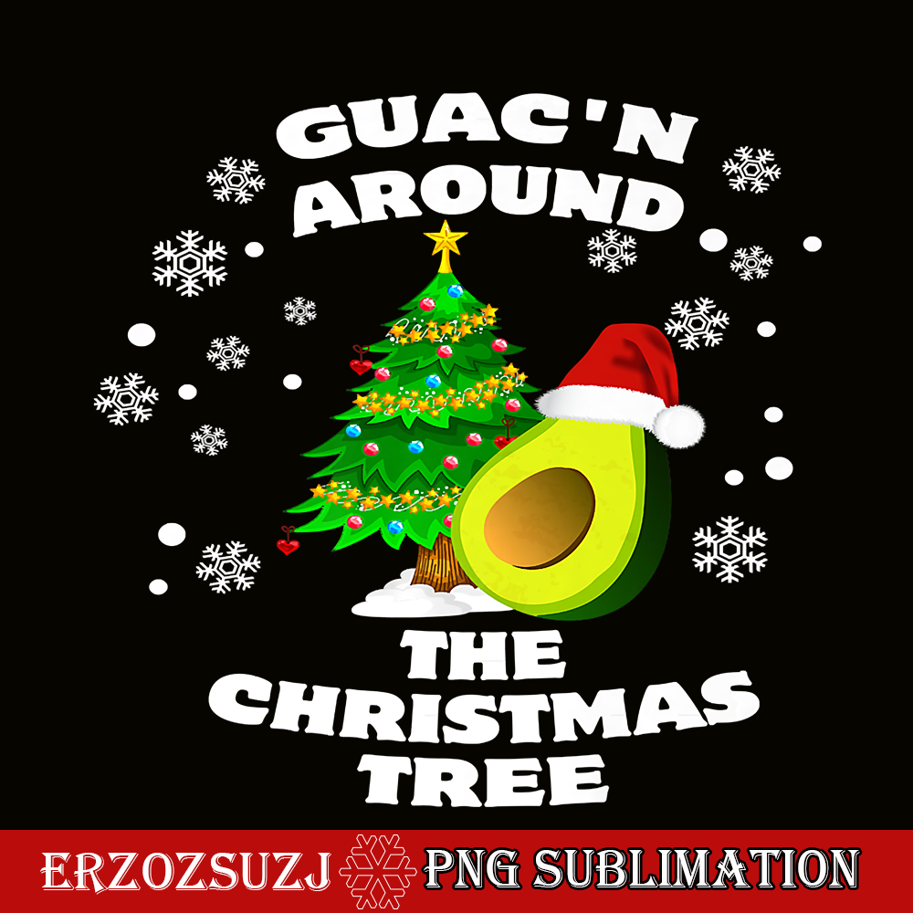 CRS20102385-Guac'n Around The Christmas Tree Santa PNG, Avocado Xmas PNG, Christmas Avocado Santa Hat PNG.png