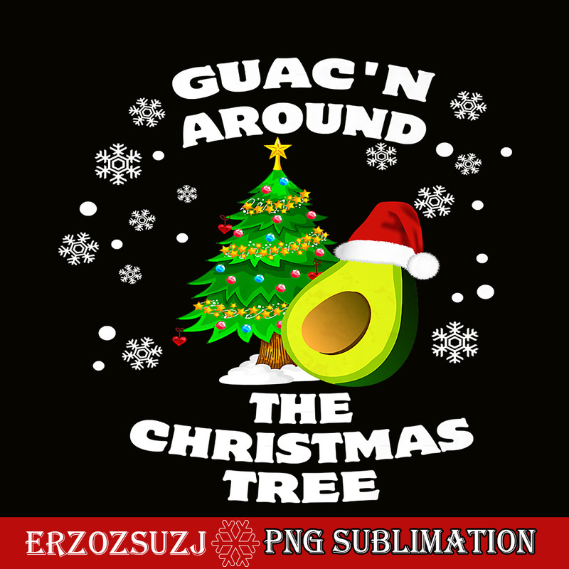CRS20102385-Guac'n Around The Christmas Tree Santa PNG, Avocado Xmas PNG, Christmas Avocado Santa Hat PNG.png
