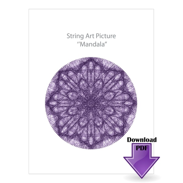 String Figure Pdf Purple Mandala string art template. String art pattern PDF. - Inspire ...