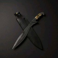 custom handmade damascus steel hunting machete knife outdoor kukri knife.