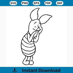 Piglet svg free, winnie the pooh svg, disney svg, instant download, cartoon svg, outline svg, pig svg, animal svg, silho