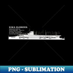 HMS Glorious British WW2 Aircraft Carrier Infographic - Premium PNG Sublimation File - Add a Festive Touch to Every Day