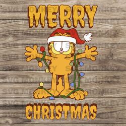 Retro Garfield Santa Merry Christmas SVG File For Cricut SVG EPS DXF PNG