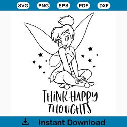 think happy thoughts svg free, disney svg, tinkerbell svg, instant download, pixie svg, shirt design, tinkerbell svg, fa