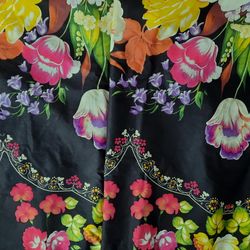 Extra wide fabric by the yard-Folk art fabric-Russian folk fabric Zhostovo, floral fabric cotton, bedding cotton
